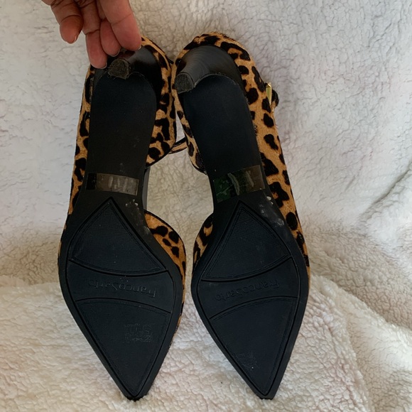 Ankle Strap Hair Calf Leopard Print Pumps - Picture 7 of 9